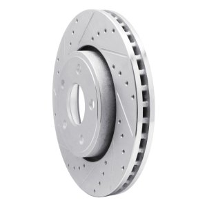 Dodge Durango Brake Rotor (1) - Front Left - R1 Concepts - Drilled & Slotted - Silver - `11-`22